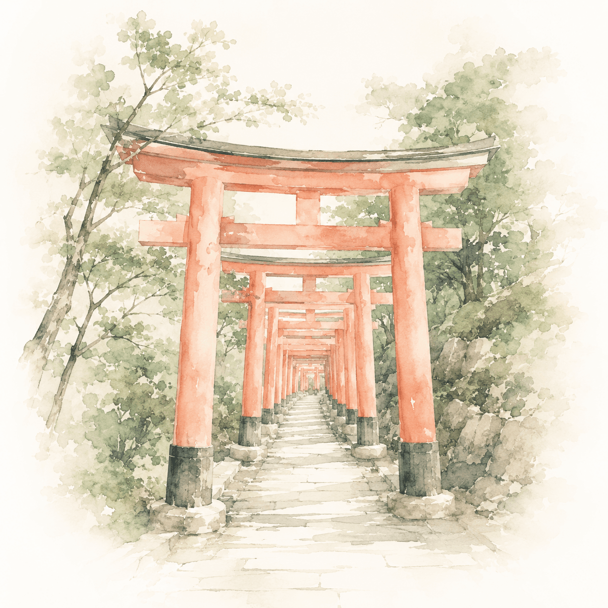 Japanischer Tempel mit Torii-Tor